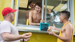 Chris Cool is a regular at Finn Harding's food truck, and not for the hot dogs. As Chris's flirting starts interfering with business, Finn invites him inside so they can work and play at the same time.