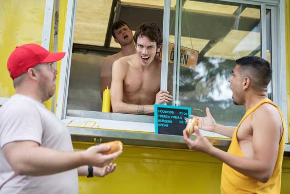 Chris Cool is a regular at Finn Harding's food truck, and not for the hot dogs. As Chris's flirting starts interfering with business, Finn invites him inside so they can work and play at the same time.