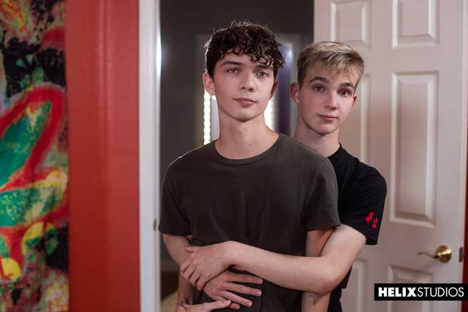 With wild, young hormones racing, beautiful twinks, Billy Quinn, and Sam Ledger are entangled in a tantric, tonsil tickling tryst right from the top of this beautiful, boy bang! In the middle of their sexy strip down...