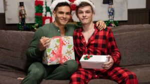 When Jake Preston wakes up with a boner in his holiday PJs, he asks his boyfriend Damian for attention, but Damian doesn't want to fool around at his parents' house.
