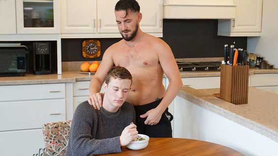 Aaron feels uncomfortable around his step-uncle Derek. The guy likes to hug and kiss him, and that makes Aaron feel weird. Derek tries to help his step-nephew relax, so he offers him a message.