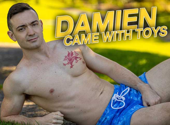 Damien's a confident, fit, athletic, handsome stud who is very much at home at CF and in front of the cameras.